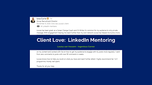 Image saying Client Love: LinkedIn Mentoring