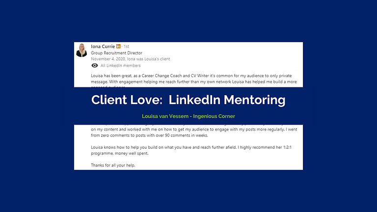 Image saying Client Love: LinkedIn Mentoring